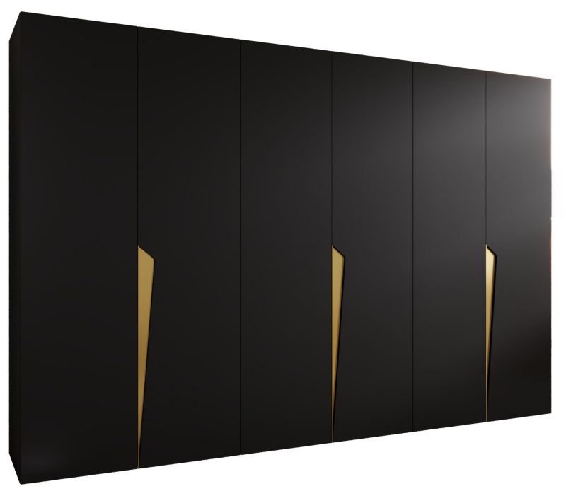 Szafa uchylna otwierana Abiks PIANO 1 300 (3x100) wys 202 cm Czarny + Złoty 1 szt
