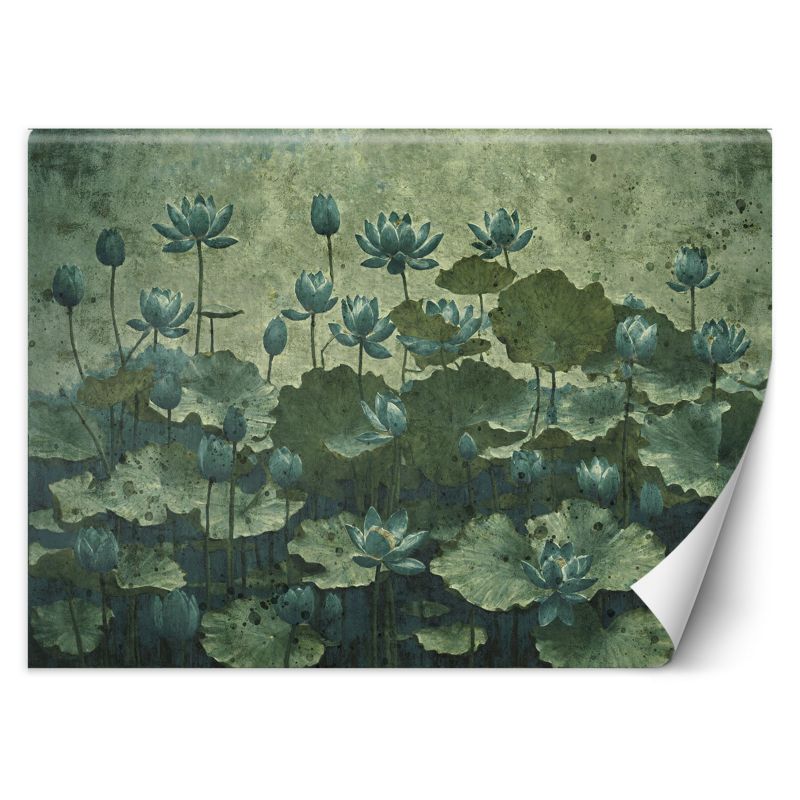 Fototapeta Feeby Kwitnące zielone lilie wodne 350x245 1 szt