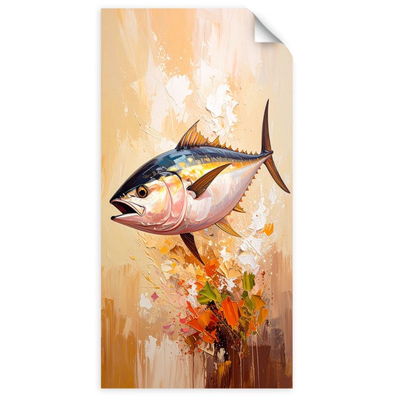 Naklejka na ścianę do pokoju młodzieżowego Feeby Ryba Morze imitacja farby 100x200cm 1szt