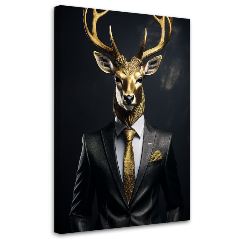 Obraz na płótnie Feeby Jeleń Zwierzęta w garniturze 70x100cm 1szt