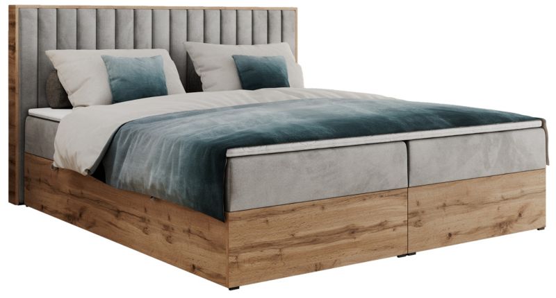 Łóżko kontynentalne MKS Meble ALBERO 4 120x200 H4 Jasnoszary welvet 1szt.