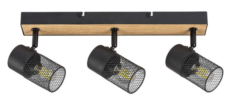 Spot oprawa sufitowa Rabalux Metta dąb-czarny 3 x E14 x 40W IP20 wym: 15 x 6 x 6 cm - 1 szt.