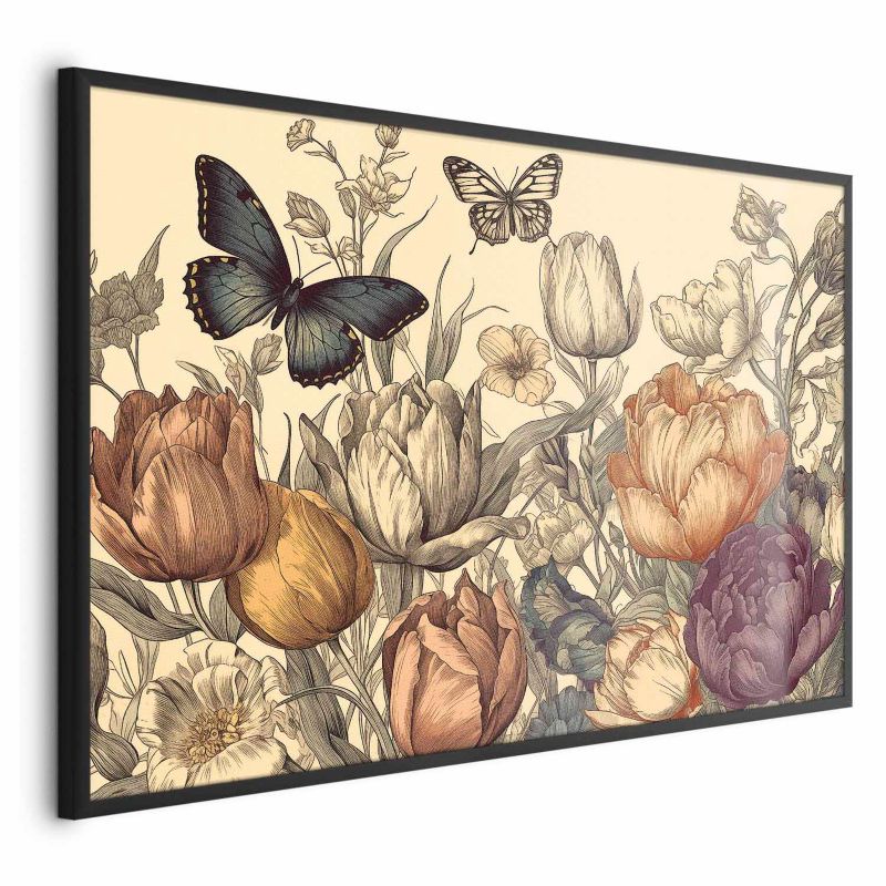 Plakat Artgeist Kolorowe tulipany 42x29,7 cm z ramą czarną 1 szt