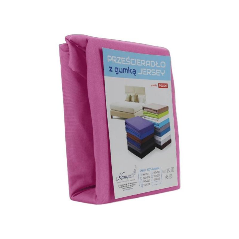 Prześcieradło z gumką Jersey VIP Bok 30cm KAM-POL różowy 180x210cm 1 szt.