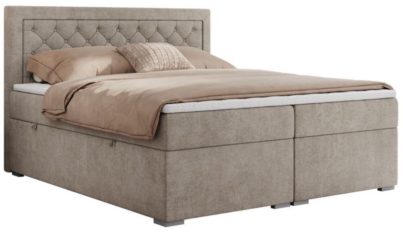 Łóżko kontynentalne MKS Meble JASIR 200x200 H3 beżowy struktura 1szt.