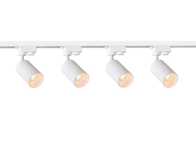 Zestaw Szynoprzewód EDO 1m biały + 4x Lampa MALGA T White + Końcówka zasilająca biała + Zaślepka biała 1kpl