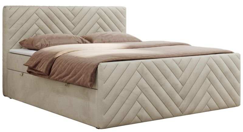 Łóżko kontynentalne MKS Meble PARIS DUO 140x200 H3 Beżowy welvet 1szt.