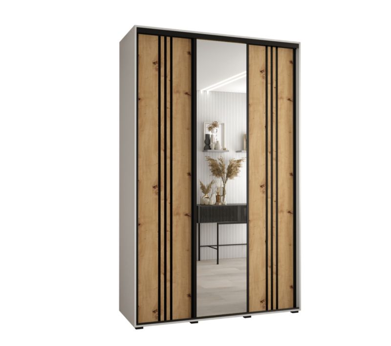 Szafa przesuwna Abiks DAVOS 7 wysoka szer.160cm gł.45cm biały/artisan/czarny 1szt.