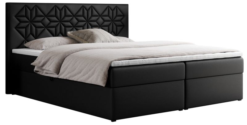 Łóżko kontynentalne MKS Meble LEILA 140x200 H3 Czarny ecoskóra 1szt.