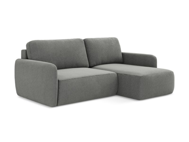 Narożnik prawostronny z funkcją spania LaMiaSofa CORLE z tkaniny strukturalnej 207x148 cm szary 1 szt.