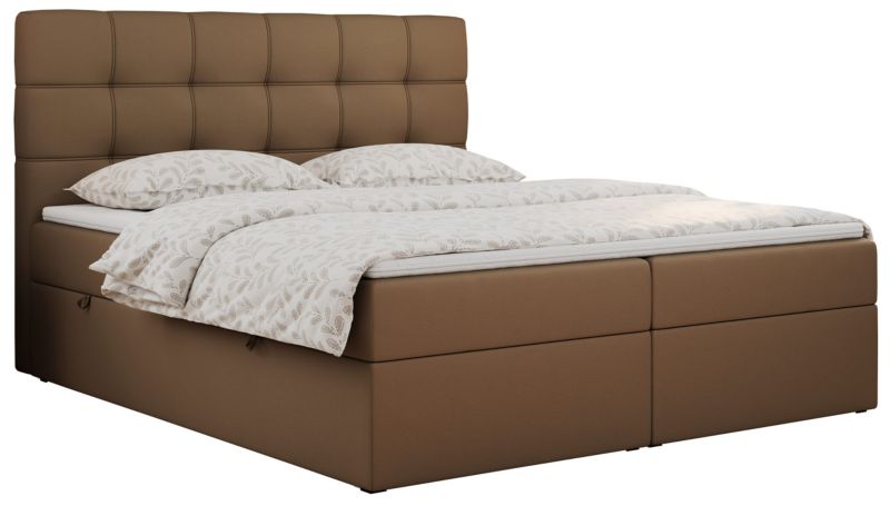 Łóżko kontynentalne MKS Meble ERNI 160x200 H3 Brązowy ecoskóra 1szt.