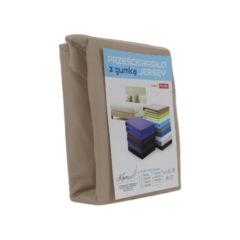 Prześcieradło z gumką Jersey VIP Bok 30cm KAM-POL cappuccino 180x200cm 1 szt.