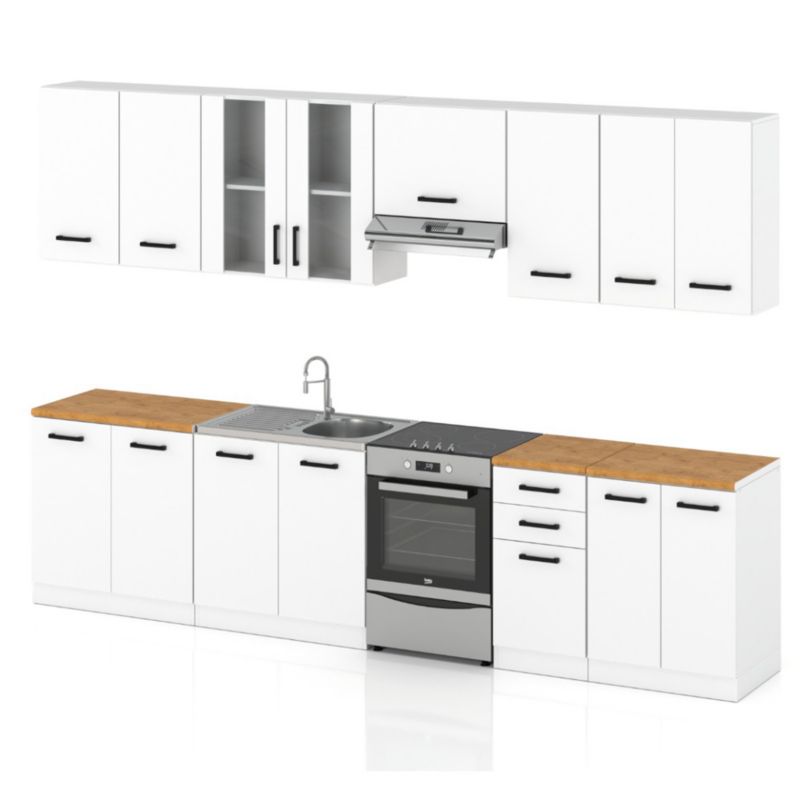 Zestaw Kuchenny Hurtownia-Mebli Z Blatem Kuchnia Jowita 3.2 320cm Biały Mat Biały Mat 320x47x145 cm 1szt.