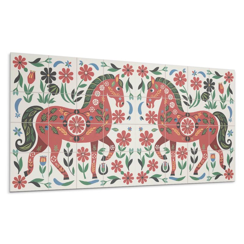 Kafelki samoprzylepne Wallfluent 60x30 cm Koń w otoczeniu kwiatów 6 szt.
