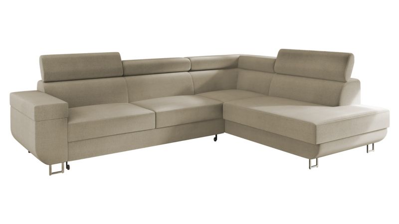 Narożnik MIRJAN 24 z regulowanymi zagłówkami Fonti prawy beżowy plusz 1 szt.