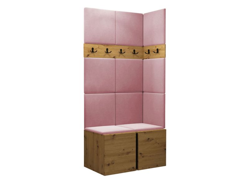 Garderoba MIRJAN 24 Orion I dąb artisan/czarny + różowy 1 kpl.