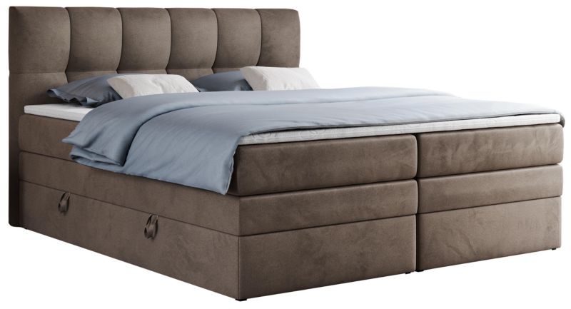 Łóżko kontynentalne MKS Meble ALVIN KING 200x200 H4 Brązowy welvet 1szt.