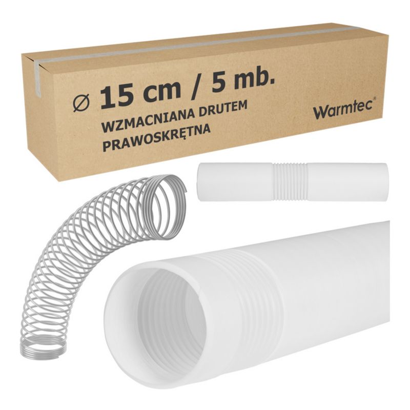Rura do klimatyzatora przenośnego Warmtec wzmocniona harmonijkowa prawoskrętna 15cm/5m 1szt.