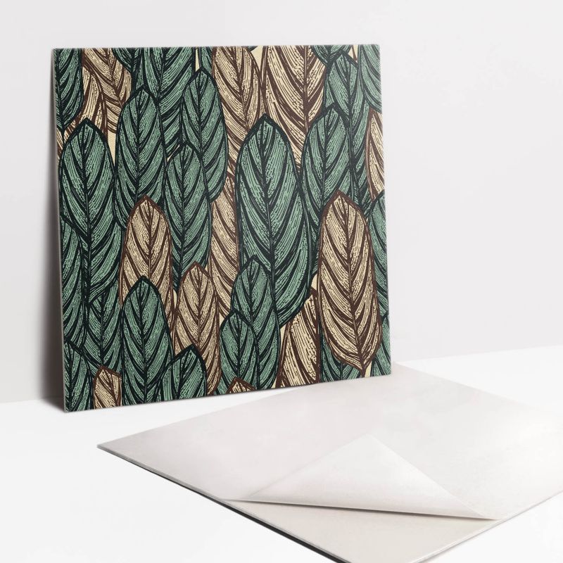 Kafelki samoprzylepne Tulup Rysowane boho liście 30x30 cm 9 szt.