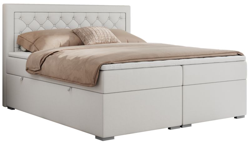 Łóżko kontynentalne MKS Meble JASIR 180x200 H4 biały ekoskóra 1szt.