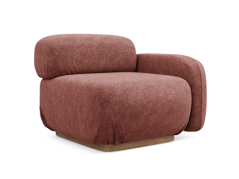 Moduł z podłokietnikiem prawy Makamii Ailani z tkaniny szenilowej 95x95 cm brudny róż 1 szt.