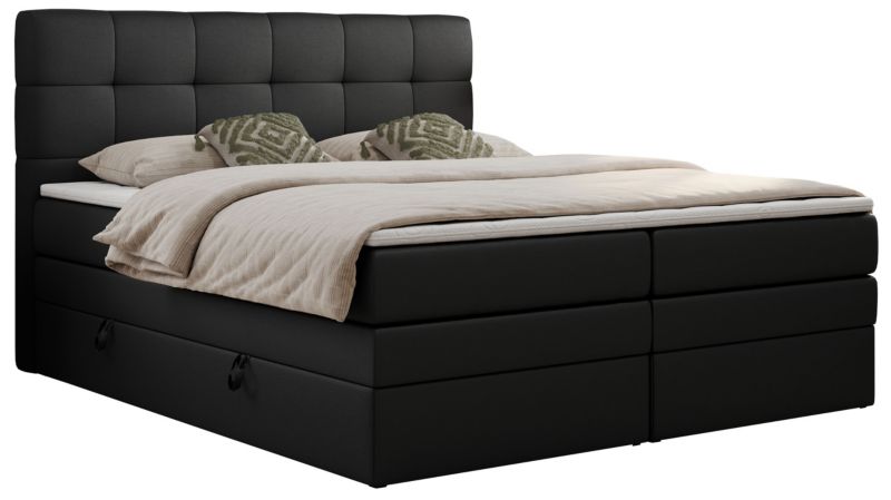 Łóżko kontynentalne MKS Meble LUKA KING 200x200 H4 Czarny ecoskóra 1szt.