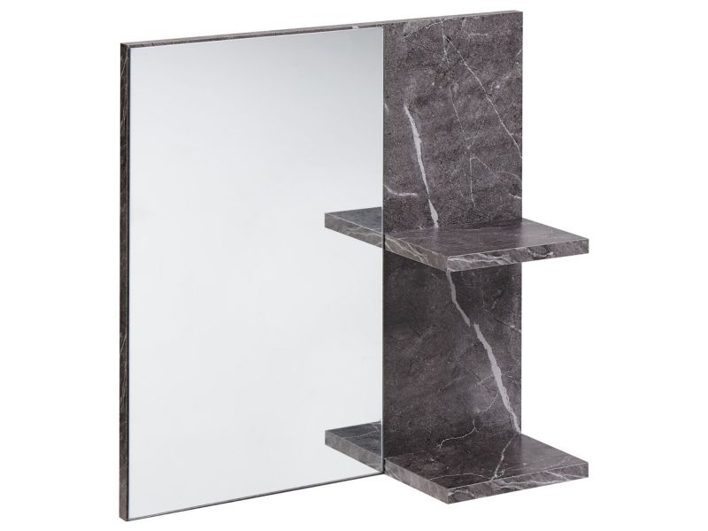 Półka łazienkowa wisząca z lustrem efekt marmuru czarna Pelotas 1 szt.