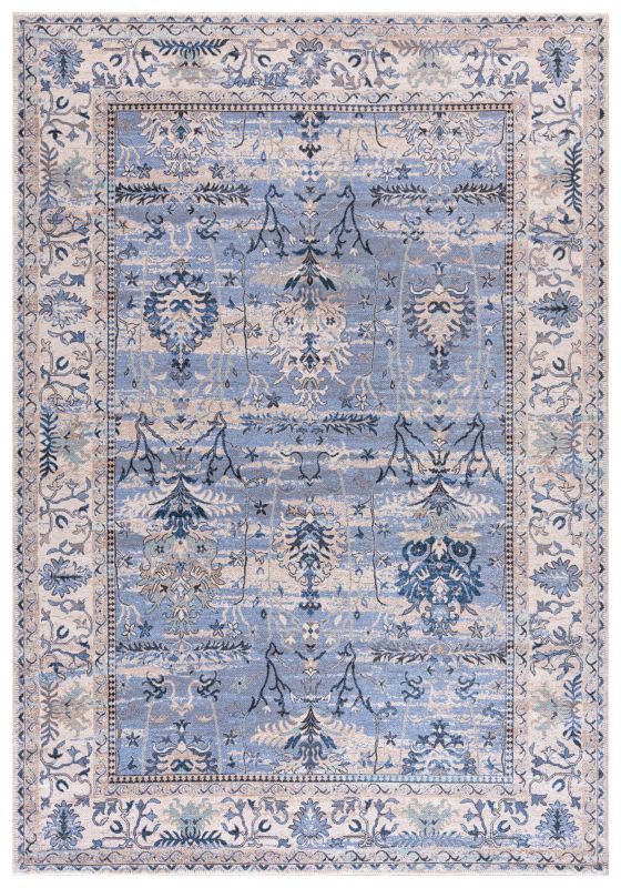 Dywan wewnętrzny Marsala 10023 prostokąt Mazovia 250x 350 cm niebieski motyw ramka,roślinny krótki włos 1 szt.