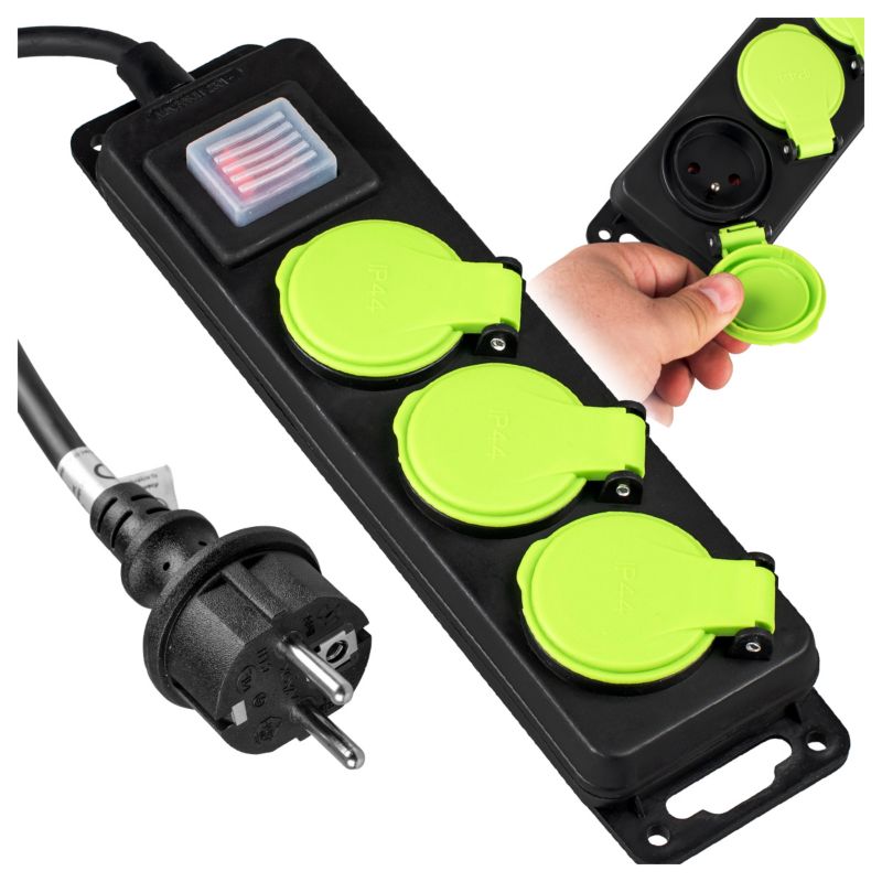 Przedłużacz ogrodowy budowlany Vayox VA0376 3 gniazda z włącznikiem 10m 16A/3680W 1 szt.