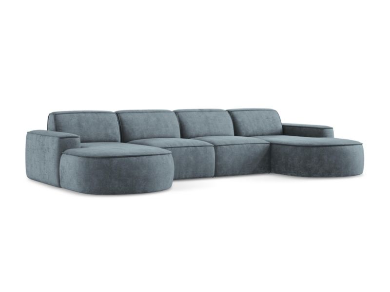 Sofa modułowa panoramiczna LaMiaSofa MELISSA z tkaniny szenilowej 364x166 cm jeans 1 szt.