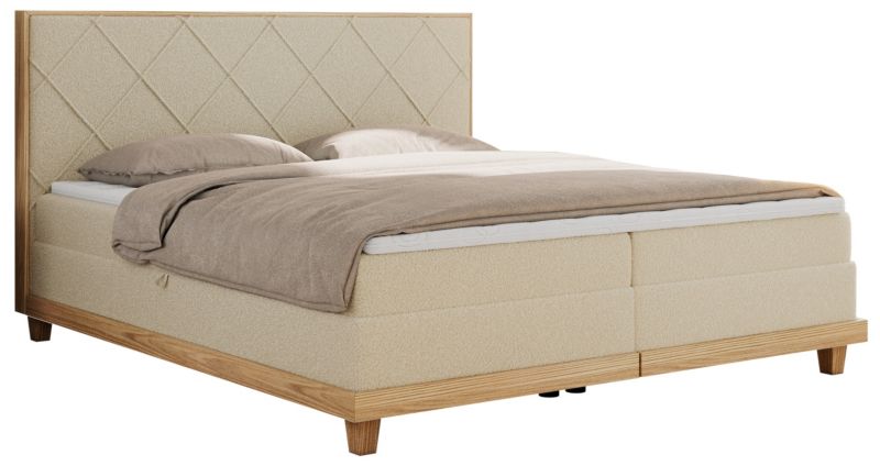 Łóżko kontynentalne MKS Meble CAICOS 180x200 H3 beżowy boucle 1szt.