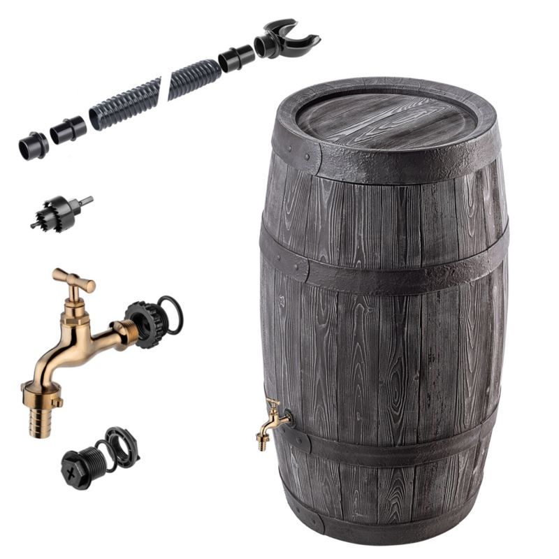 Zbiornik Na Deszczówkę KADAX250L Wodę Beczka Pojemnik Zestaw Przyłączeniowy Kran 1szt.