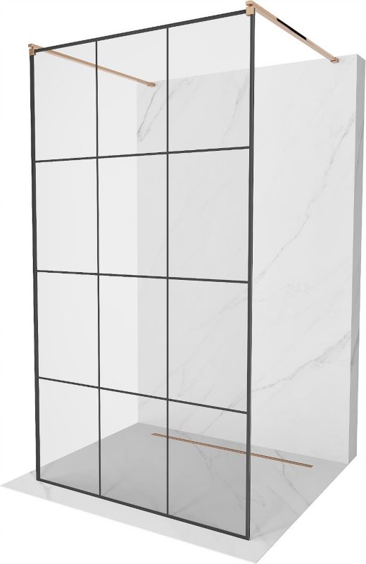 Ścianka prysznicowa Mexen Kioto czarny wzór różowe złoto 100x200 cm 800-100-002-60-77 1 szt.