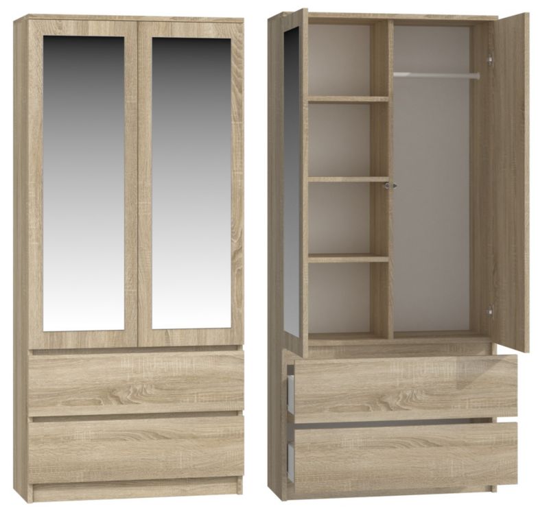 Szafa Topeshop SS-90 Z Lustrem Dąb Sonoma Garderoba 50x90x180 cm 1 szt.