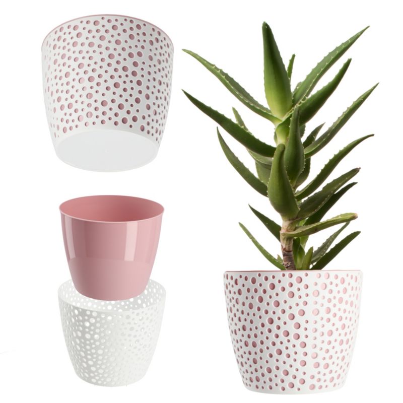 Doniczka KADAX Z Wkładem Okrągła Na Kwiaty Różowa 21cm 1 szt.