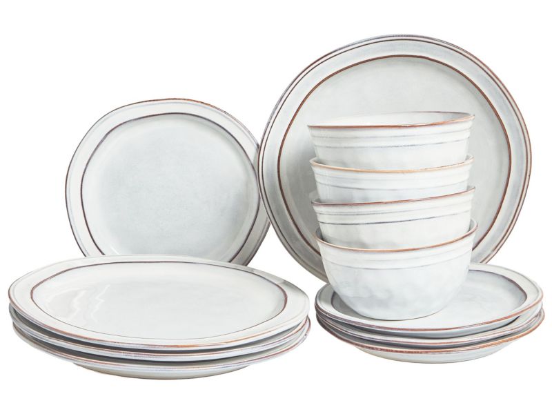 Zastawa stołowa 12-częściowa Chives Kamionka Jasnoszary 1 kpl