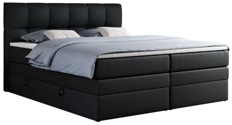Łóżko kontynentalne MKS Meble ALVIN KING 140x200 H4 Czarny ecoskóra 1szt.