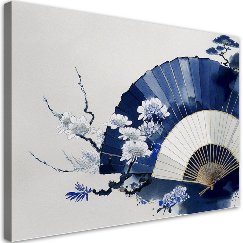 Obraz do sypialni salonu Feeby Niebieski Japoński Wachlarz 100x70 cm 1szt