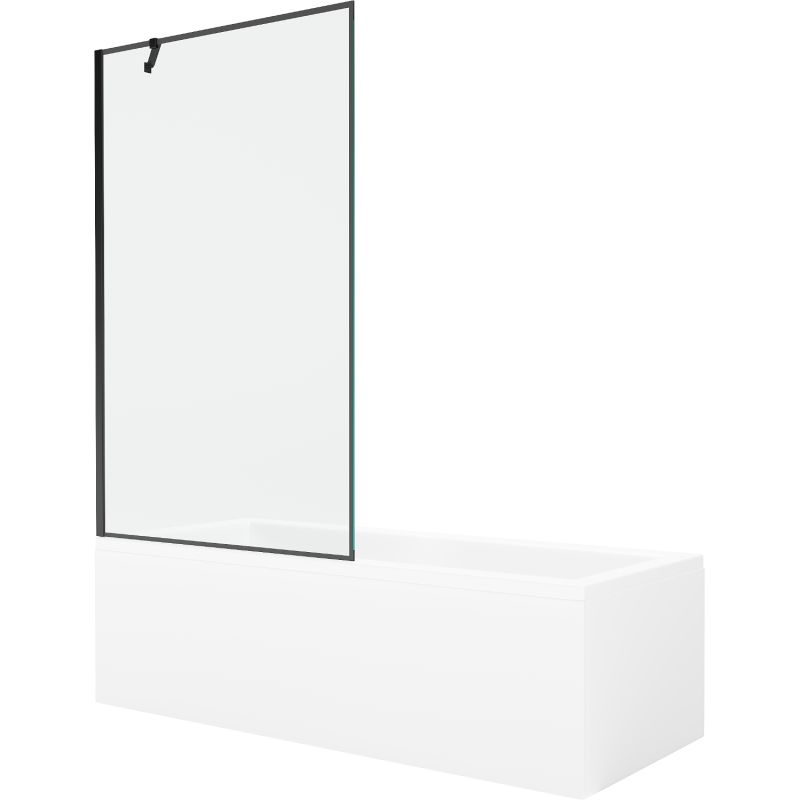 Wanna prostokątna Mexen Cubik 160 x 70 cm z obudową i parawanem 1-skrzydłowym 100 cm czarny wzór 550316070X9510007070 1 szt.