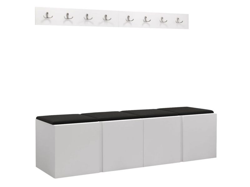 Garderoba MIRJAN 24 Orion VII biały + czarna ekoskóra 1 kpl.