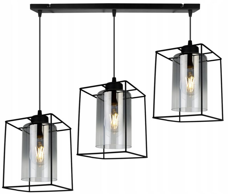 Lampa sufitowa wisząca Light Home LH Hella Cage 3x E27 60W szkło grafitowy 1szt.