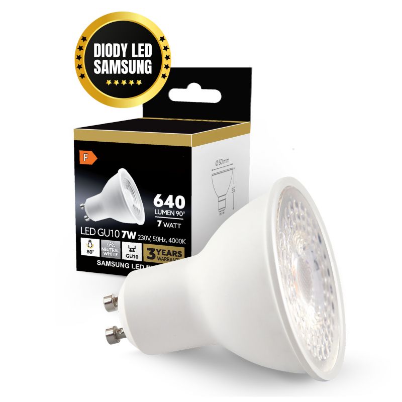 Żarówka LED GU10 7W Kobi Premium barwa neutralna 4000k 5szt.