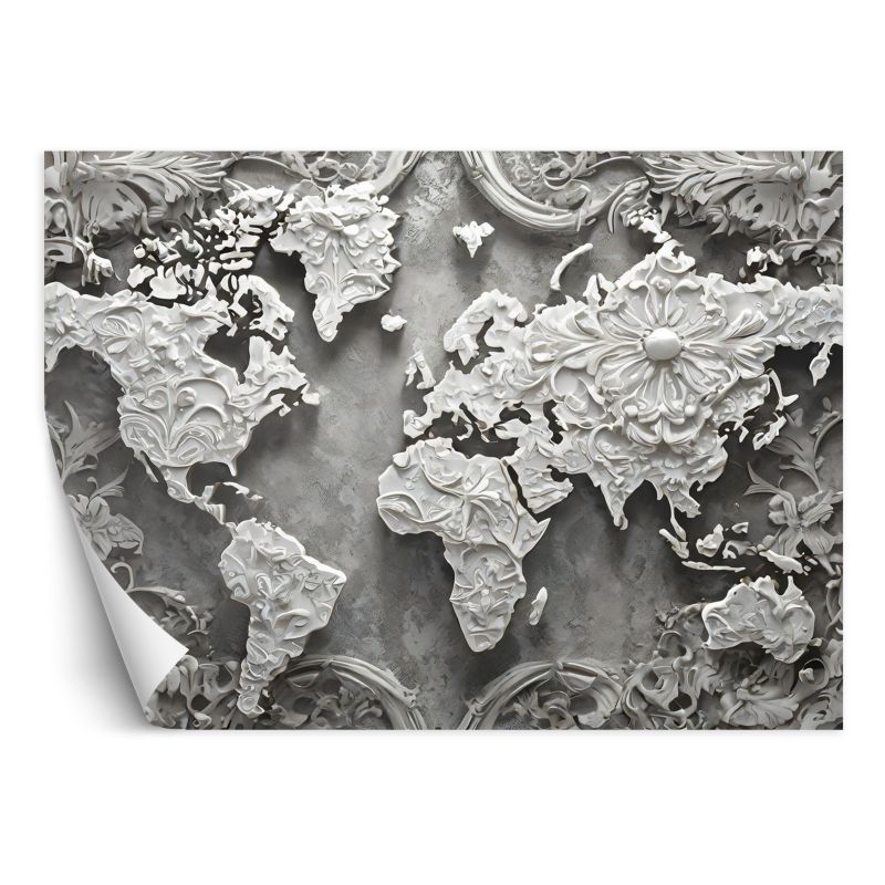 Fototapeta Feeby Mapa świata szary abstrakcyjny 150x105 1 szt