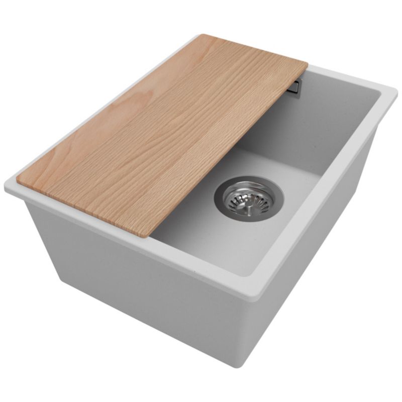 Zlewozmywak Londyn Slim PRIMAGRAN Nablatowy 36x47cm do szafki od 40cm z Syfonem i Dodatkiem Szary 1 szt.