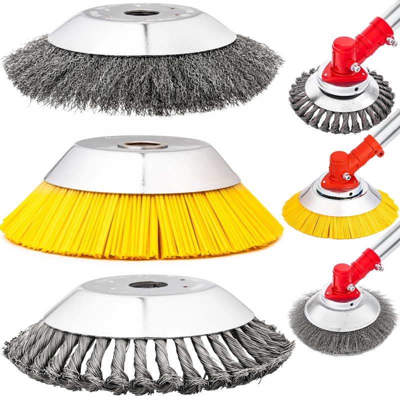 Szczotki do czyszczenia kostki brukowej do kosy spalinowej FALON-TECH druciana nylonowa 3szt.