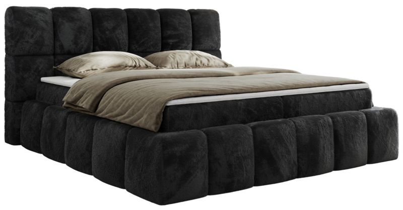 Łóżko kontynentalne MKS Meble NIRA 200x200 H4 ciemnoszary plusz 1szt.