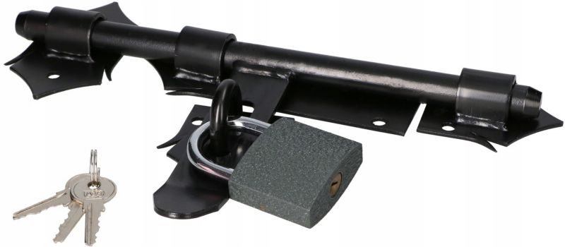 Rygiel garażowy KOTARBAU z kłódką czarny 270 mm 1 szt.