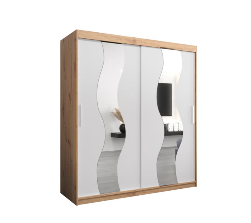 Szafa przesuwna Abiks SEWILLA 180 dąb artisan + biały mat 1 szt.