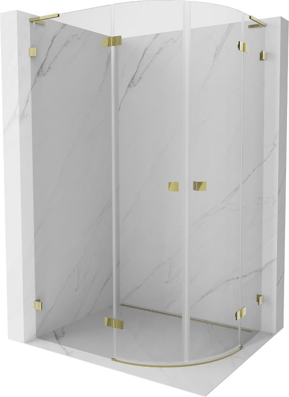 Kabina prysznicowa Mexen Lunar L półokrągła uchylna lewa 90 x 70 cm transparent złota 1 szt.