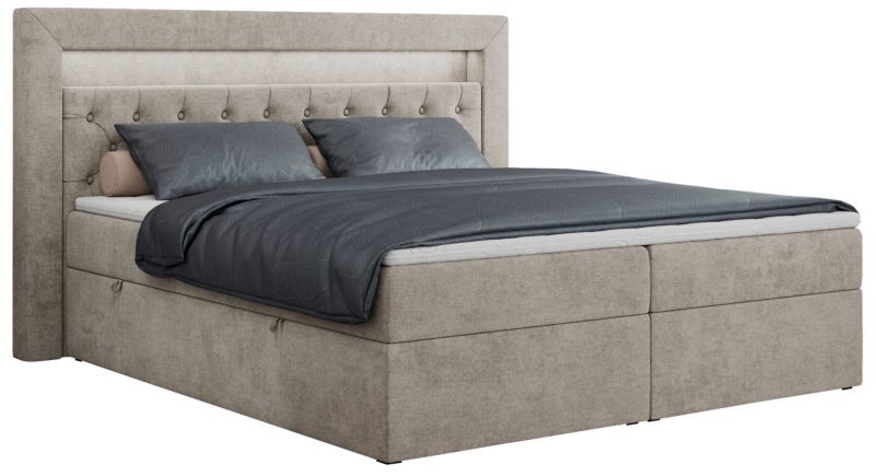 Łóżko kontynentalne MKS Meble GOLD 6 140x200 H4 Beżowy struktura 1szt.